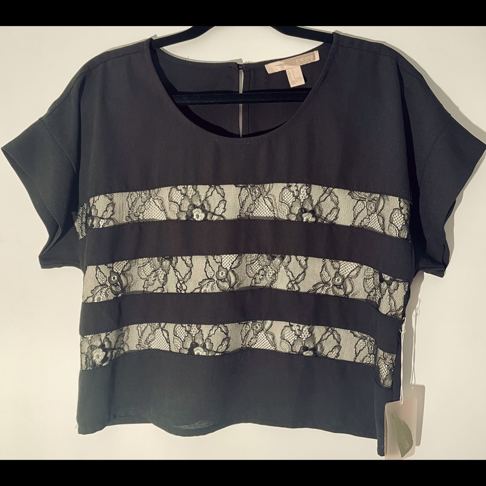 Crop top black with lace by Forever 21